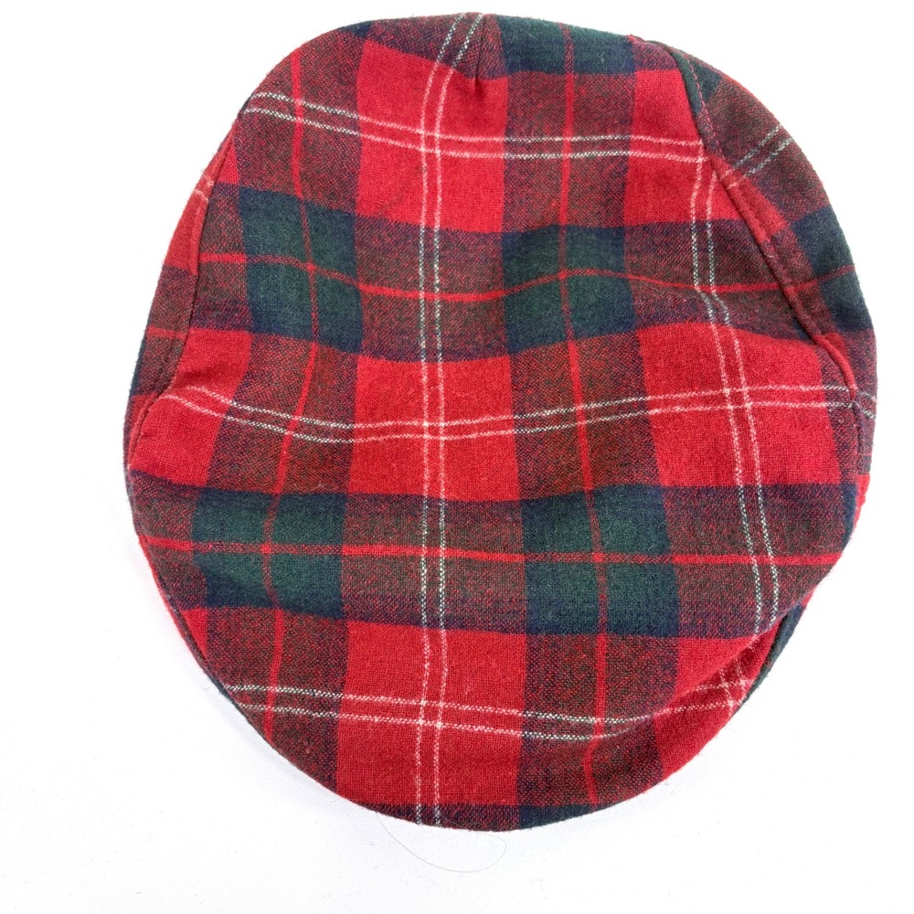 Pendleton Flat Cap Red Green Plaid Wool Vintage N… - image 5